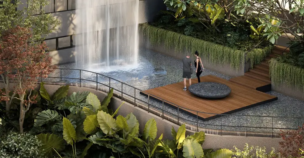 Cascading Waterfall with Creek Deck